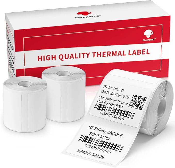 Phomemo 690 PCs Thermal Label - 1.57'' x 1.18'' (40x30mm) Labels Tape | for M110/M220/M108/M250/M260/M120/M200/M221/M150/M160 Label Maker, Multipurpose Barcode Stickers, 230 Pcs/Roll