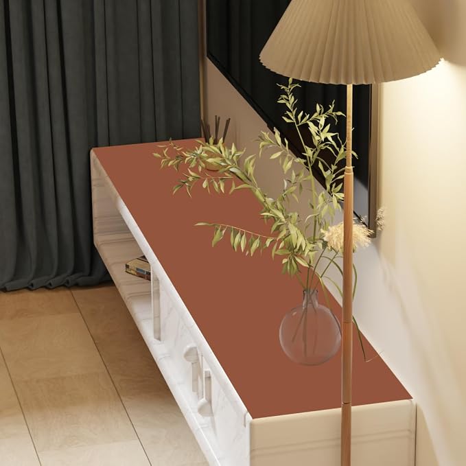 Faux Leather Table Cover,1.8mm Thick,12x48 Inch Table Protector,Glass Table Protector,Table Sticker Cover,Desk Covers On Top of Desks.(Brown+Gray,12x48)