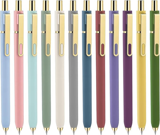Gel Pens 12-Pack, 0.5mm Black Ink Fine Point Smooth Writing Pens, Quick Dry Ink No Smudge, Retractable Pens for Journaling Note Taking,Gift for Nurses,Teachers,Gift for Nurses,Teachers