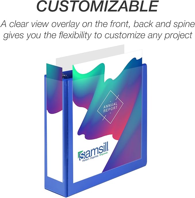 Samsill 3 Inch 3 Ring Binder, Economy Round Ring, Clear View Cover, 550 Sheet Capacity - for School, Home, Office -Dark Blue