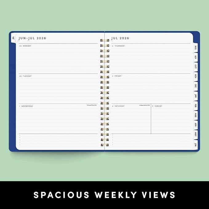 PAPERAGE Academic Planner, Weekly & Monthly Planner & Calendar, 12-Months, July 2026 - June 2027, (9.5" x 11"), School & Student Planning Agenda with Tabs, Bonus Pages & Inner Pocket, Dark Green