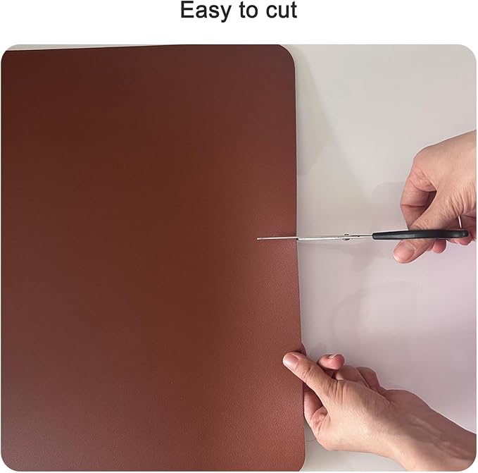 Leather Table Cover,1.8mm Thick,24x48 Inch,Table Protectors for Rectangle,Waterproof Desk Pad, Scratch - Resistant Craft Mat for Dining Table, Office Desk and Art Station (Brown + Gray)