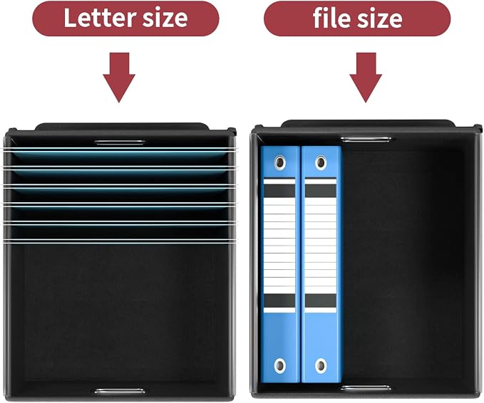 File Organizer Box with Lid, Collapsible File Folder Organizer for Office Document Storage, Filing Box with Plastic Slide for Letter Size Hanging File Folders(1 Pack, Dark Red)