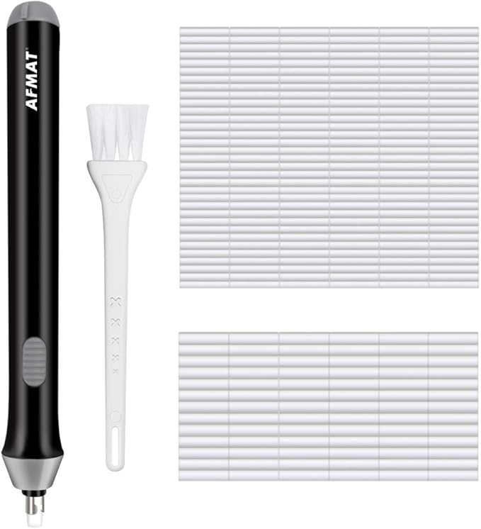 AFMAT Battery Operated Pencil Eraser for Sketching Pencils/Drafting/Drawing/Graphite Pencils, Couture Creations Creative Detailer Tool, AFMAT Electric Eraser Kit for Artists, 140 Refills EEB01