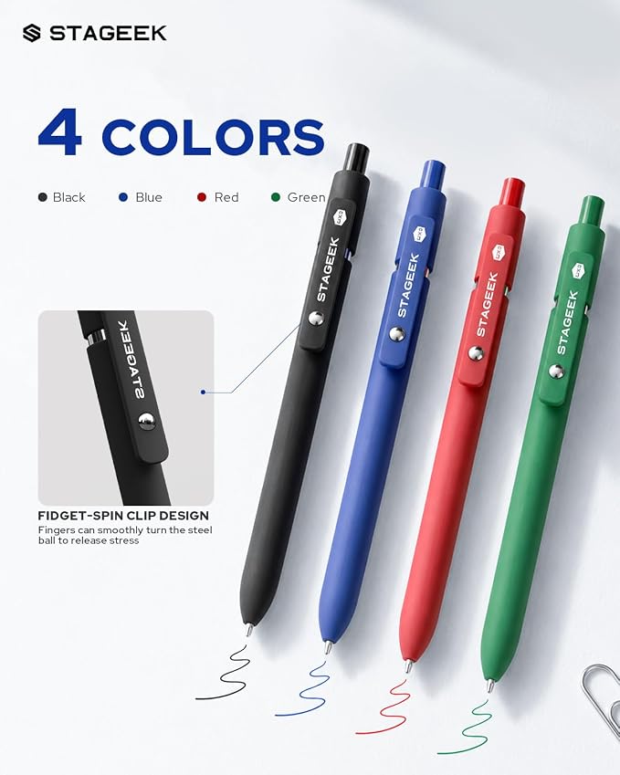 STAGEEK GX3 Colorful Gel Pens, 8 Pcs Colored Pens Fine Point Smooth Writing Pens, 0.7mm Quick Dry Retractable Multi Colored Pens for Journaling,Office,Note Taking, School Supplies, Gifts for Women Men