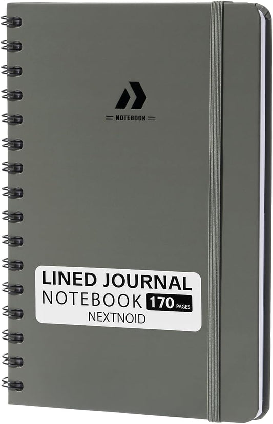 Nextnoid A5 Lined Spiral Notebook - 170 Pages, College Ruled, Sage Stone | Hardcover Notebook for Everyday Writing, A5 Size (5.8" x 8.3") Journal for Work and School, Daily Journaling and Notetaking