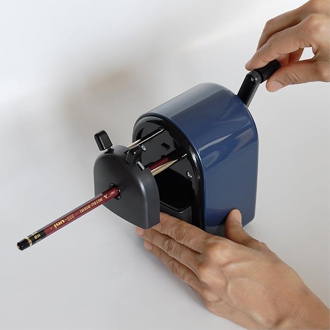 Uni KH-20 Hand Crank Wooden Pencil Sharpener - Blue (japan import)