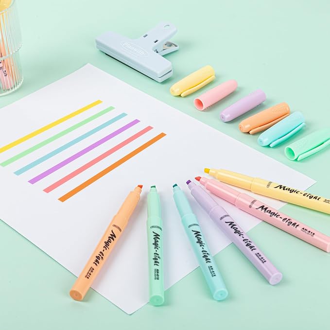 AIHAO Pastel Highlighters, Assorted Color, Chisel Tip Marker Pen, 12Pack, No Bleed, Aesthetic Cute Highlighter, Ideal for Office Home Supplies.