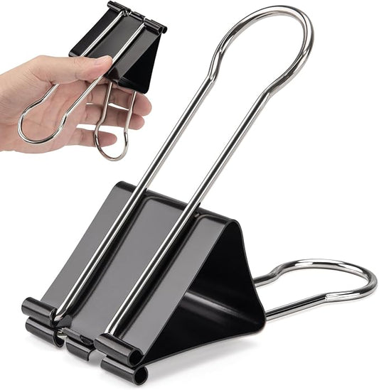 OWLKELA 2 Pack Binder Clips, 2.4 Inch, Black | Extra Jumbo Size, Large Paper Clamps,Ideal for Home, School and Office Supplies
