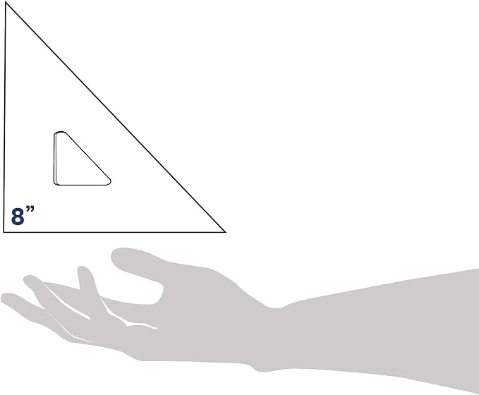Pacific Arc Drafting Triangle, 8-inch, 45/90 Degrees, Clear Acrylic