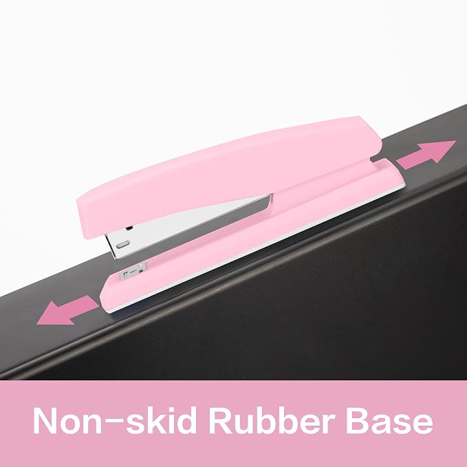 Deli Stapler, Desktop Staplers, Office Stapler, 25 Sheet Capacity, Includes 1000 Staples and Staple Remover, Pink