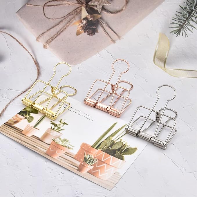 Extra Large Binder Clips 2 Inch, Big Paper Clamps Gold for Office School Supplies (15Pcs)