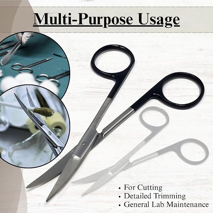 Premium Iris Scissors Micro Dissecting Scissors Curved 4.5" with Fine Sharp Blades Made of Stainless Steel Medical Surgical Tools (Black Handle)