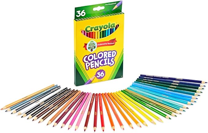 Crayola Colored Pencils (36ct), Kids Pencil Set, Pre-Sharpened Coloring Book Pencils for Kids & Adults, Arts & Crafts Supplies, Coloring Gift, Ages 3+