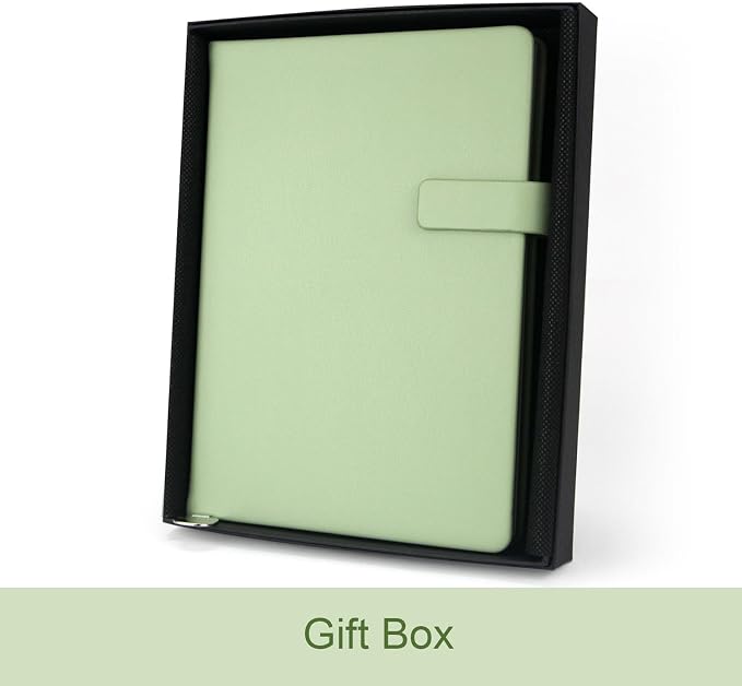 A5 Hard Cover Lined Notebook, Pen Holder & Gold Edges, 180° Lay Flat Journal, Large 5.7 x 8.4 in, Bookmark & Gift Box, Business Notebook for Work, Study, Travel(Grass Green)