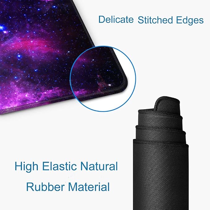 Gaming Mouse Pad, Large Mouse Pads for Desk, Non-Slip Rubber Base Mousepad, Keyboard Mouse Mat Desk Pad with Stitched Edges, 31.5x11.8 inch Galaxy