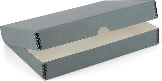Lineco Clamshell Archival Storage Box, 13.5x19.5x1.75 Inch, Gray | Acid-Free with Metal Edge Boxboard, Organize and Store Photos Documents Cards Negatives Magazine Prints Family Records DIY