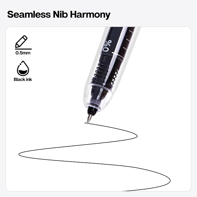 Kasimir Large Capacity Gel Ink Pens - Super Long 1+ Mile Writing Black Pens, 0.5mm Quick-Dry Ballpoint Pen Bulk for Office Journaling School Classroom, 12 Count