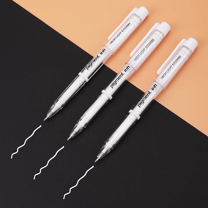 Gold Silver White Ink Gel Pens, 1mm Medium Fine Point, Opaque archival Ink Pen for Dark Paper Drawing,Sketching, Illustration, Card Making, Bullet Journaling (White Ink - 3 Packs)