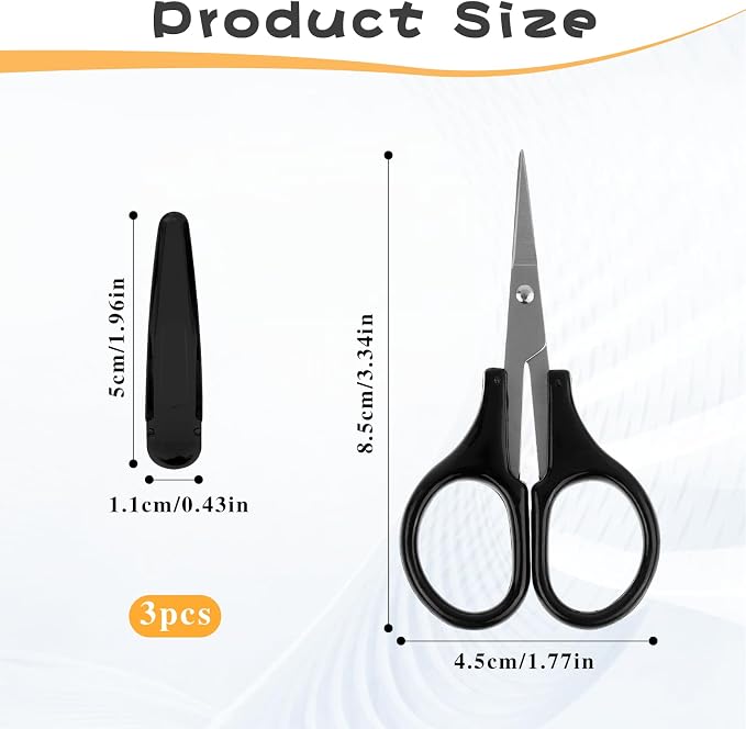 3Pcs Small Craft Scissors Sharpest Precise Stainless Steel Cutting Scissor All Purpose Craft Scissors with Protective Cover for Paper Cutting Sewing Crafting Cross Stitch Crochet(Pink Purple Black)