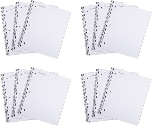 Mintra Office Durable Spiral Notebooks, 1 Subject, (White, Wide Ruled 12pk), 100 Sheets, Poly Pocket, Moisture Resistant Cover, School, Office, Business, Professional