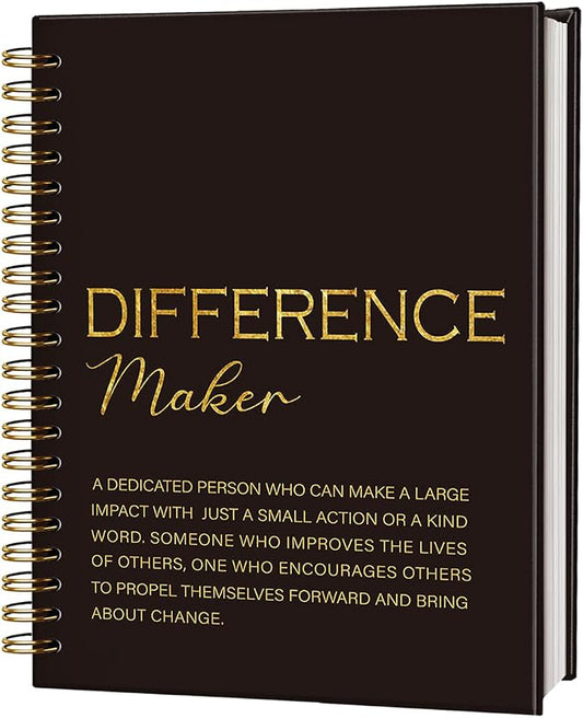 Difference Maker Gift, Difference Maker Definition Spiral Notebook Journal, Motivational Notebooks, Thank You Gifts for Women Men Teacher Coworkers, Hardcover Spiral Notebook 5.5x8.3(Black)
