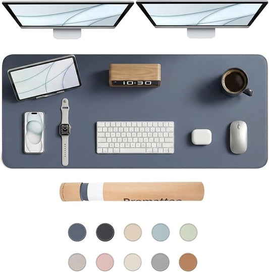 Large Desk Pad Non-Slip Desk Mat Protector for Keyboard Mouse Waterproof Vegan Leather Surface Faux Leather Laptop Mat Smooth Mouse Pad Premium Gift Tube Dusk Navy 47" x 17"