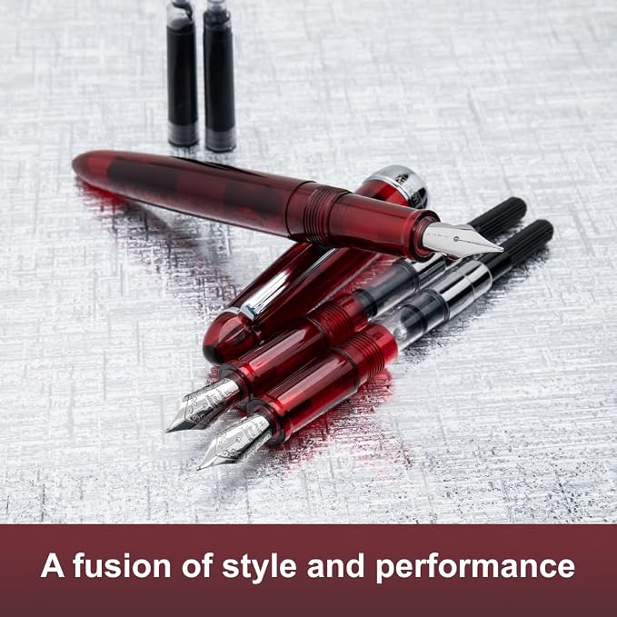 Monteverde USA Monza 3 Fountain Pen Set (Red) - Medium, Fine, Omniflex Nib - Ideal Gift for Men & Women - Perfect for Office, Business, School, Gifts, Journaling, Autographs
