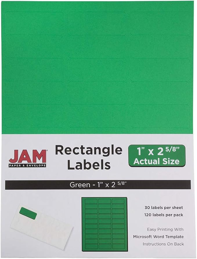 JAM PAPER Return Address Labels - Standard Mailing - 1 x 2 5/8 - Green - 120 Shipping Labels/Pack