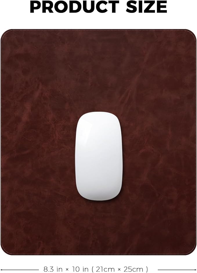 Mouse pad, Non-Slip Washable Waterproof Computer Mouse mat Thick for Laptop Wireless Mouse Home Office Travel, Portable 9.8"x 8.3" S Reddish Brown
