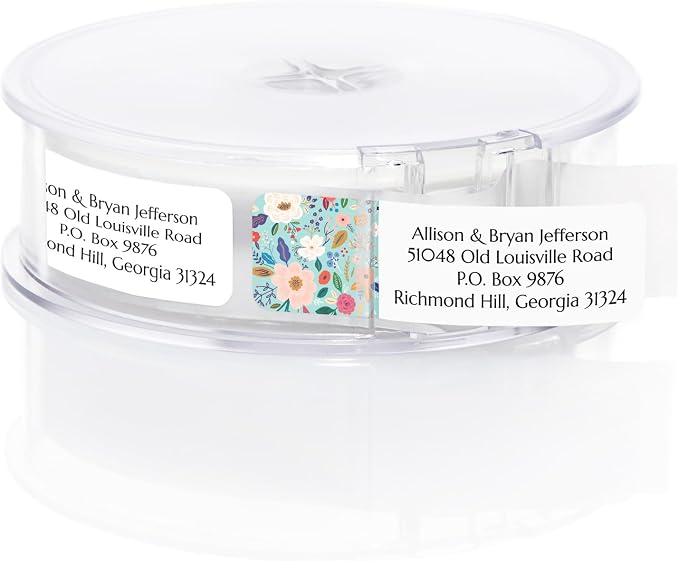 Multi-Floral Print Rolled Address Labels / 250 Personalized Return Address Labels/Designer Address Stickers in Elegant Plastic Dispenser