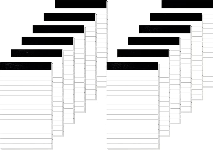 Nichela 12 Pack Small Notepad, 3 x 5 Inch Ultra Quality Note Pads, Server Lined Papers and Desk Notepads for Office Supplies, Writing and Memo pads 30 Sheets Each