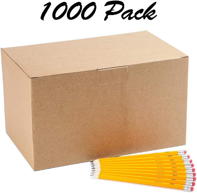 Madisi Wood-Cased #2 HB Pencils Bulk, 1000 Count, Pre-sharpened | Box of Number 2 Pencils, Yellow, School Pack