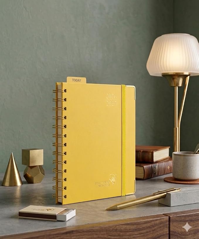 POPRUN 2026-2027 Weekly Planner 6.25" x 8.5" Weekly and Monthly Planner | Jul 2026 - Jun 2027 Daily Agenda Book with Hourly Schedule, Tabs, Hardcover, School and Office Supplies- Light Yellow