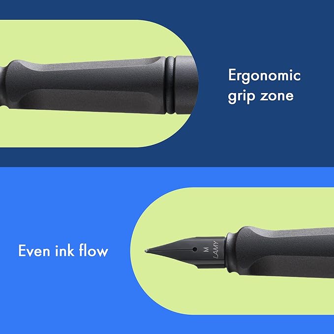 LAMY safari umbra - Fountain Pen with ergonomic grip & polished steel nib in size B - ideal for any Writing & Calligraphy - including LAMY T 10 blue cartridge - Right-Handed