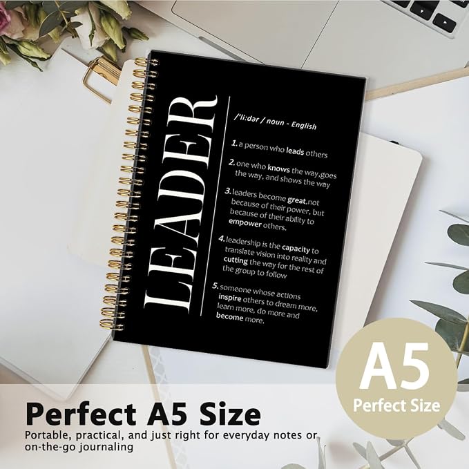 Leadership Gift Notebook for Work, Employee Appreciation Gifts, Thank You Gift for Leader Mentor Boss Supervisor, Notebook for Women Men, Hardcover Spiral Journal 5.5 x 8.3 Inch
