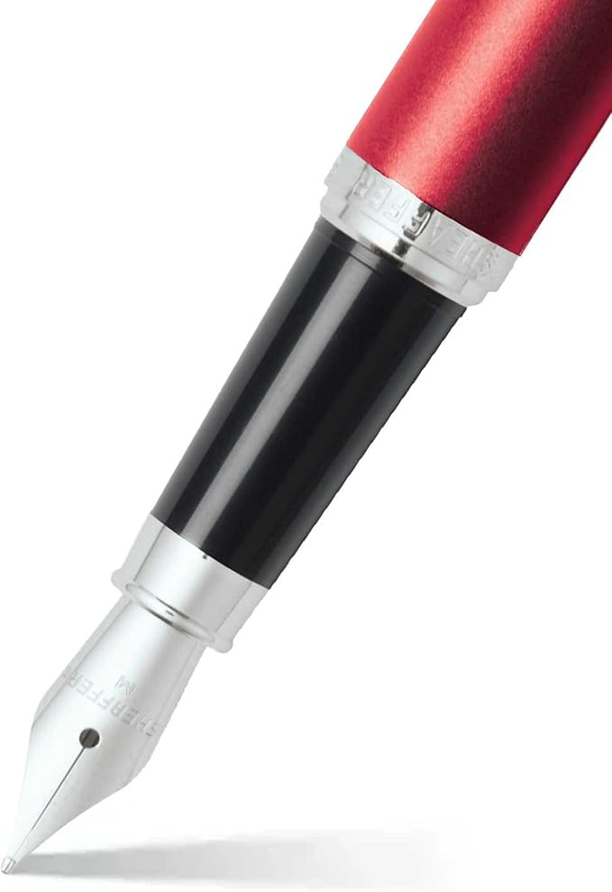 Sheaffer VFM Excessive Red Fountain Pen with Chrome Trim and Medium Nib