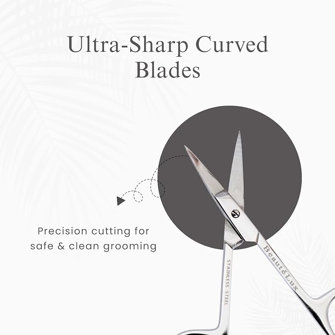 Professional Curved Grooming Scissors – Stainless Steel Precision Scissors for Eyebrow & Cuticle Care (Cuticle - Curved, 3.5'' Inches)