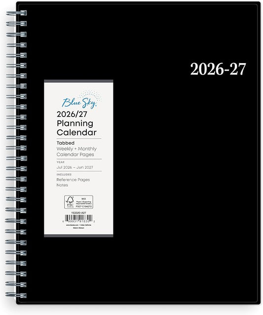 Blue Sky Weekly & Monthly Academic Planner Calendar, 8"x10.875", Dainian | July 2026 - June 2027, Flexible Cover, Wirebound, Laminated Tabs, Academic Year