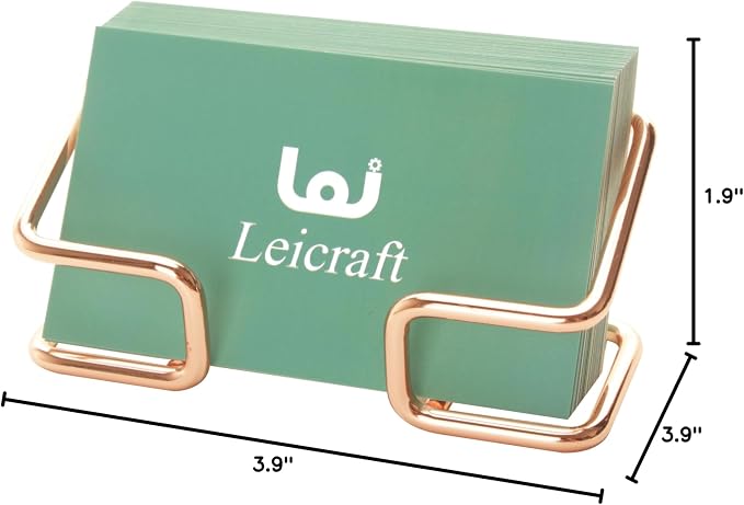 Business Card Holder for Desk, Cute Metal Card Organizers and Office Desk Accessories for Men and Women (Rose gold)