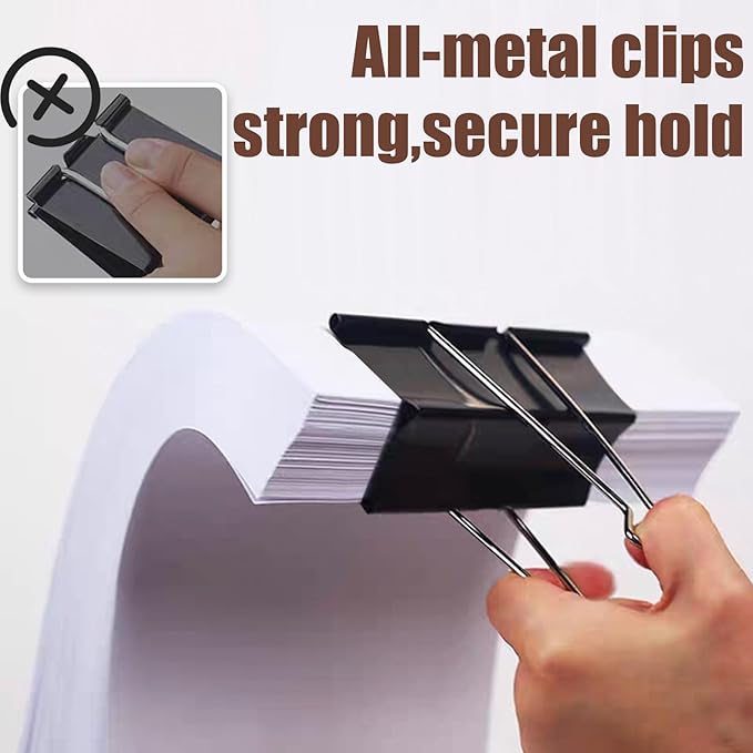 3 Inch Jumbo Binder Clips(36 Pack), Extra Large Binder Clip | Heavy Duty Paper Clamps for Office and Home Supplies, Black