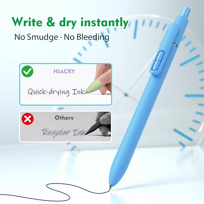 Hiacry 8 Pcs Gel Pens - 0.7mm Fine Point Quick-Dry Blue Ink Fidget Pens | Smooth Writing Pens, No Bleed, No Smear, Note Taking Journaling, School Office Supplies for Men & Women (Dopamine 8Pcs )