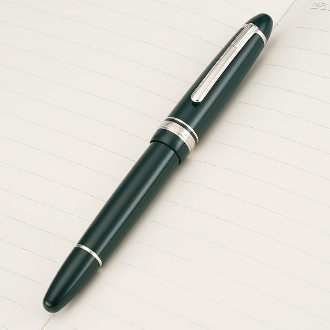 erofa Majohn P136 Piston Fountain Pen 1.1mm Stub Nib with Box, Green Resin Writing Gift Pen Set