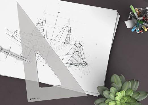 Pacific Arc's Scholastic Triangle - 10 inch - Smoke - 30/60 Angle - Polystyrene - Inking Edge - Technical Drawing Tools, Drafting, Architect and Engineering.