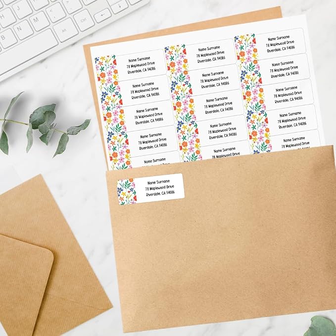 Dotty about Paper Personalized Summer Ditsy Flowers - Return Address Labels x 100