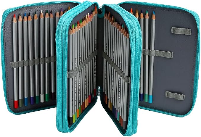PU Pencil Case - 72 Slots Colored Pencil Case Organizer with Zipper for Watercolor Pens, Pencil Case Organizer for Artist