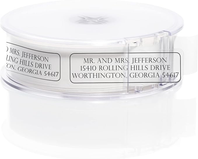 Clear Outline Rolled Address Labels / 500 Personalized Return Address Labels/Designer Address Stickers in Elegant Plastic Dispenser