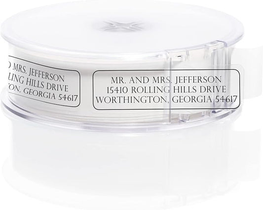 Clear Outline Rolled Address Labels / 250 Personalized Return Address Labels/Designer Address Stickers in Elegant Plastic Dispenser