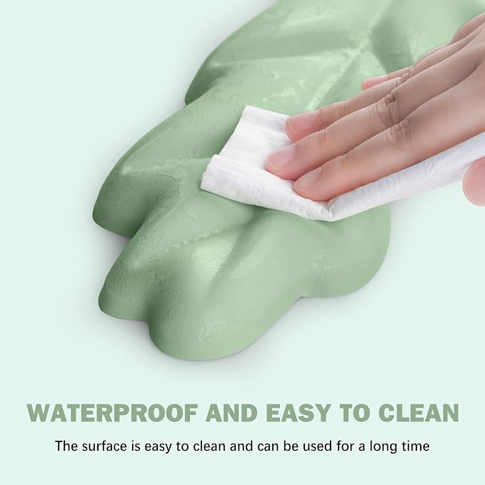 Keyboard Wrist Rest Pad Set, Leaf Shape PU Leather Memory Foam Wrist Cushion Support,Mouse Wrist Rest Pad,Non-Slip Wrist Support for Easy Typing Pain Relief, Green Leaf
