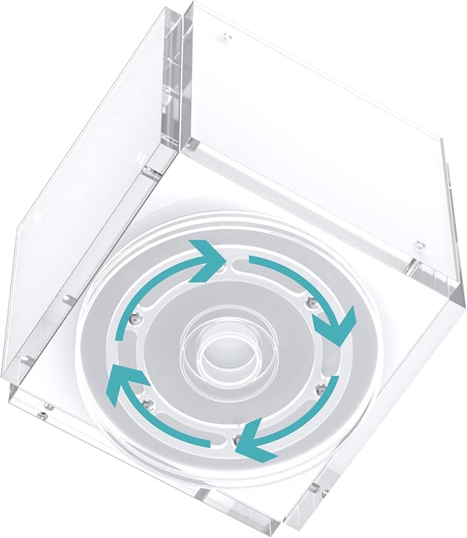 HIIMIEI Acrylic Picture Frames for Desk, 4-side Photo Cube for Home, Office | 360° Rotating Desktop Organizer, for Pencil, Makeup Brushes, White, 4"x 4"